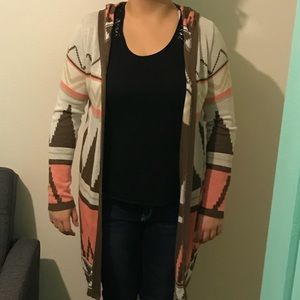 Long cardigan with hood